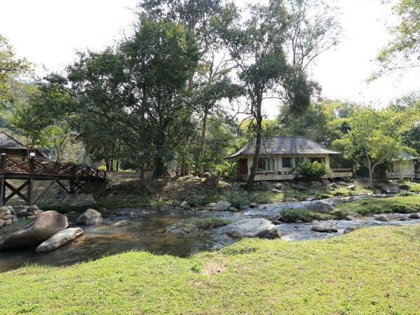 Stream and landscaped grounds at Charamai Resort