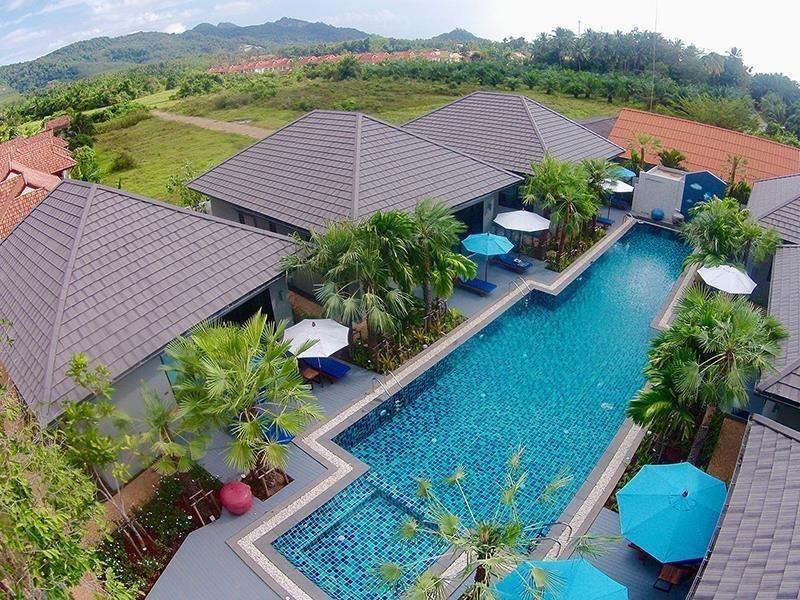 Overhead view of villas and shared pool at Seava House Ao-Nang Krabi